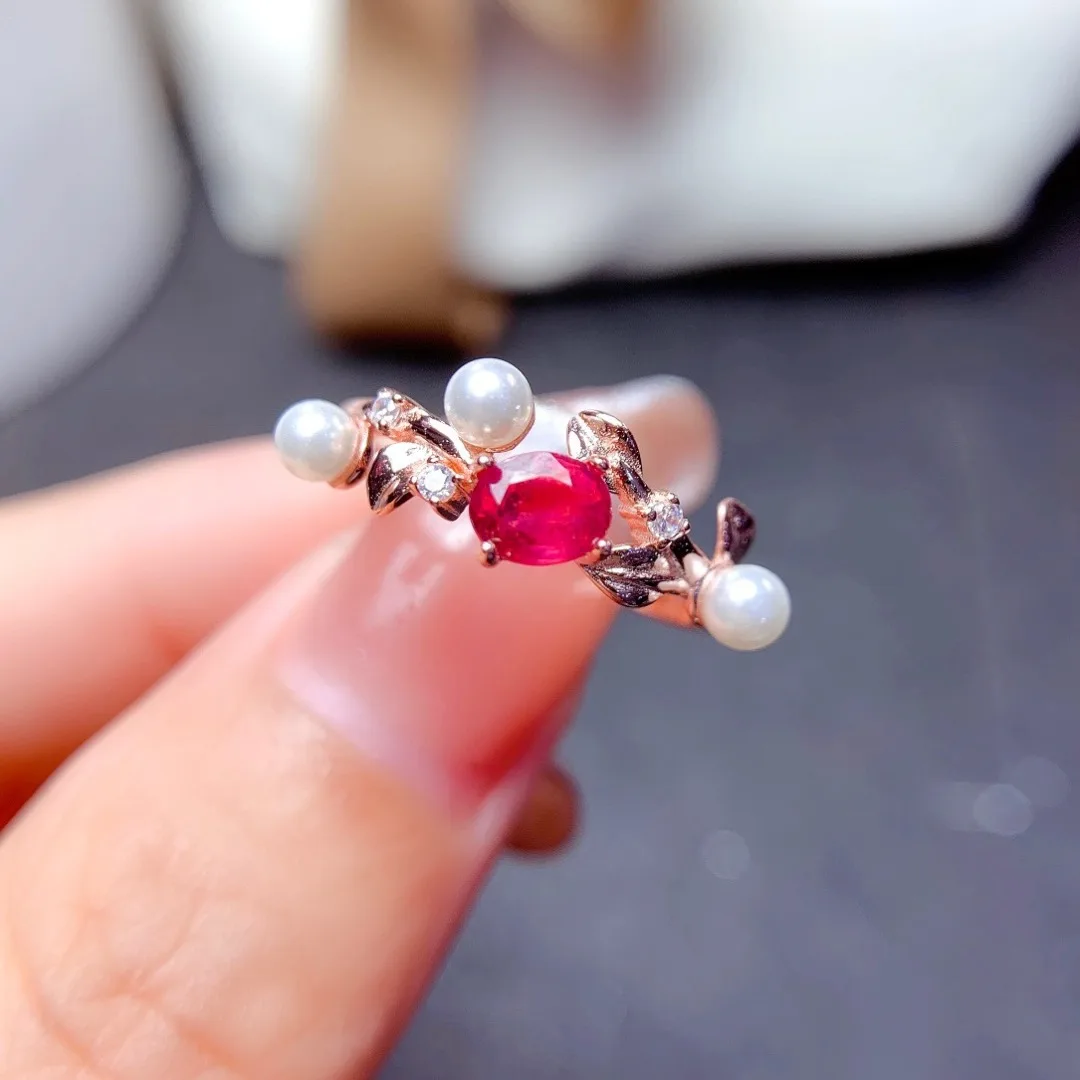 

Новое кольцо с натуральным рубином, стерлинговое серебро S925, ретро-стиль, высокое ювелирное изделие, подарок на вечеринку, 4*5 мм