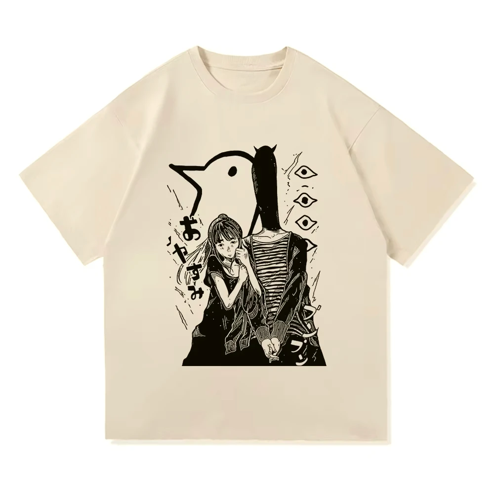

Goodnight Punpun T Shirt Fashion Retro Oyasumi Punpun Aiko Tanaka T-Shirt Unisex Anime Manga Vintage Sand Cotton Tees Shirts