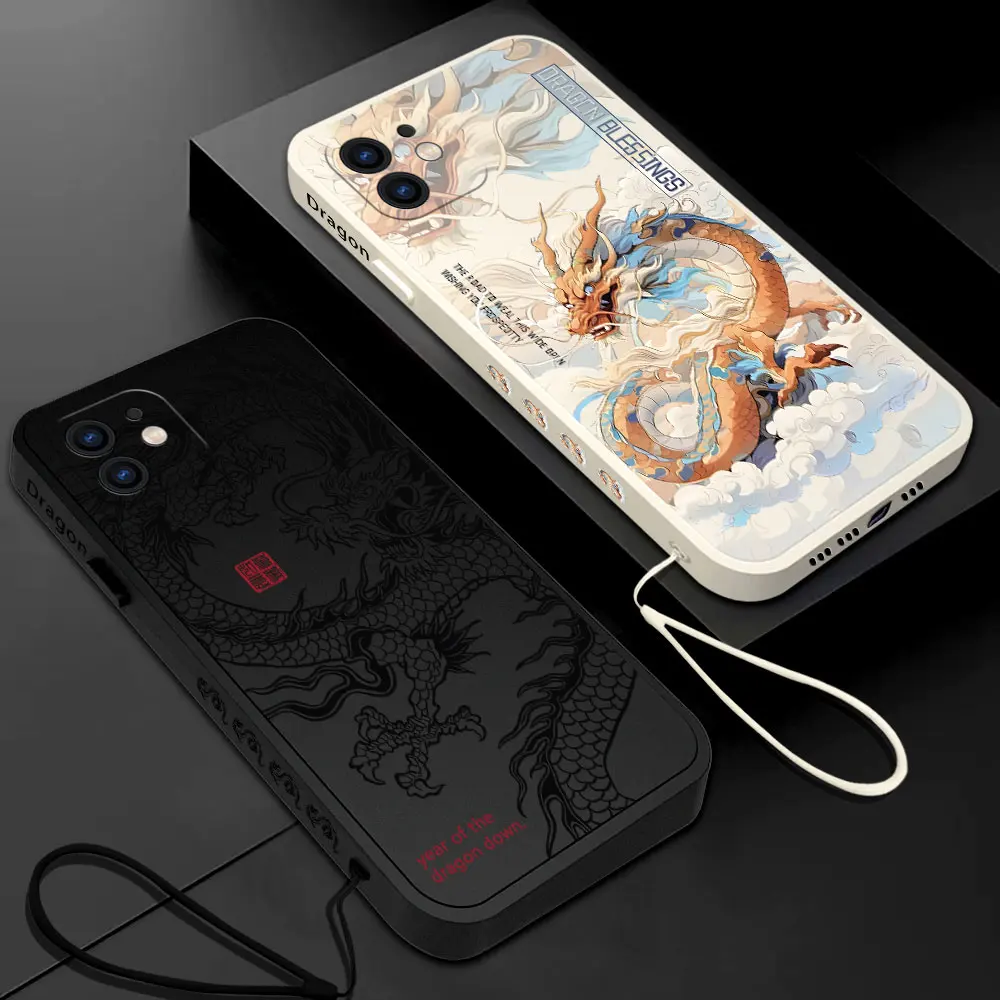 Fashion Chinese Dragon Phone Case For Xiaomi Mi 13 12 12T 12S 11 11T Ultra 10 10T 9 9T 9SE 8 Pro Lite 5G Liquid Silicone Cover