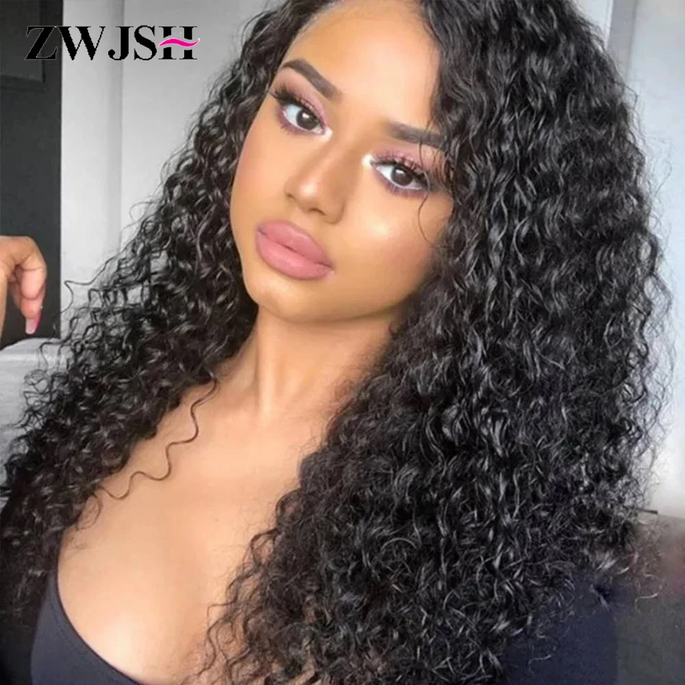 

360 Water Wave Lace Frontal Human Hair WIgs Pre Plucked With Baby Hair Transparent 13x4 Curly Lace Front Wig Natural Color ZWJSH