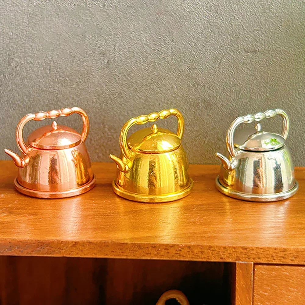 1Pcs 1/12 Dollhouse Accessories Miniature Metal Teapot Mini Milk Jug Kettle Model for Doll House Decoration OB11 bjd