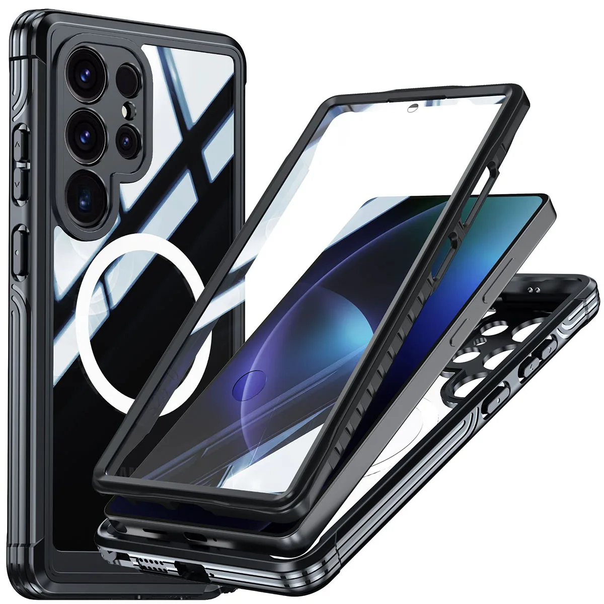 

Strong Magnetic Case for Samsung Galaxy S25/S25 Plus/S25 Ultra – Built-in Glass Screen Protector, Military Grade Shockproof
