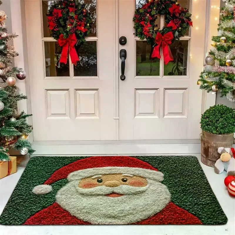 عيد الميلاد سجادة باب الأحمر سانتا كلوز في الهواء الطلق والداخلية الزنجبيل رجل السجاد السنة الجديدة 2026 عيد ميلاد سعيد ديكور المنزل القدم حصيرة #3