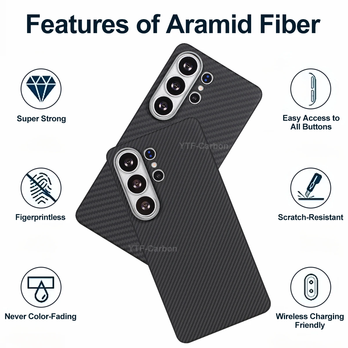 Etui YTF z włókna aramidowego do Samsunga Galaxy S26 Ultra, magnetyczne etui S26 Plus, cienkie, luksusowe etui ochronne z kevlaru. — zdjęcie produktu 5