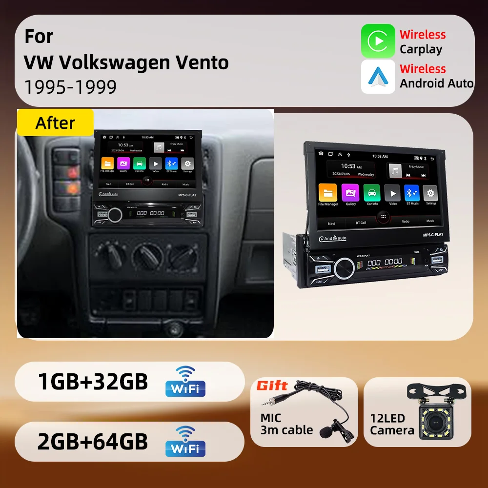 For VW Volkswagen Vento 1995-1999 Android 1Din Stereo 7