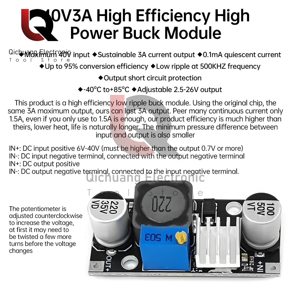 1pcs Stromrichter Step Down Modul DC-DC 6V-40V 3a einstellbare Strom versorgung zu 3,3 V 5V 9V 12V 24V 2,5-26V-40 ℃-85 ℃