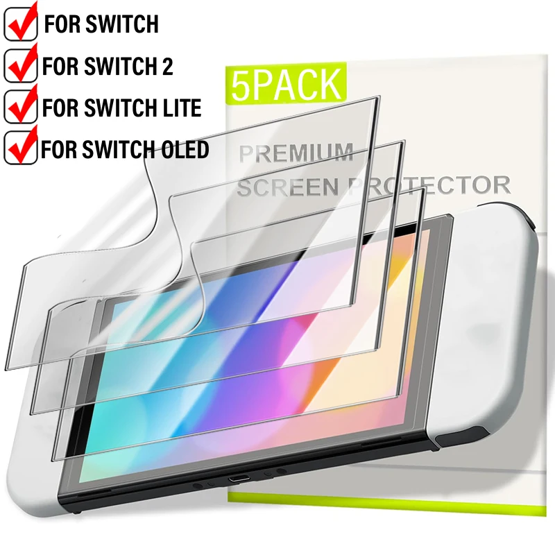 1–5 Stück weiche TPU-Hydrogel-Folien für Nintend Switch2 Switch Lite Oled-Spielekonsole, vollständige Abdeckung, kratzfeste Displayschutzfolien