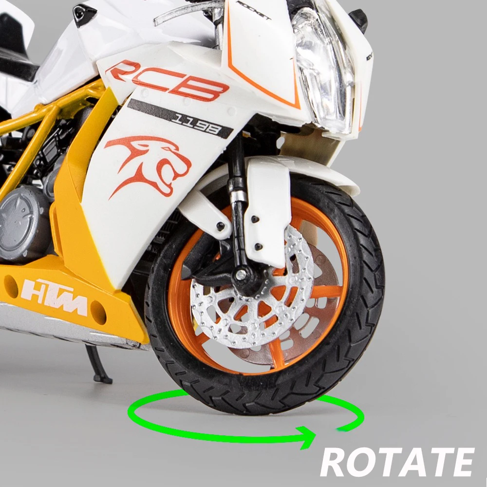 KTM RC8 نموذج دراجة نارية من خليط معدني ، لعبة سيارة دييكاست للأولاد ، هدية عيد ميلاد ، مجموعة ، مقياس 1:12