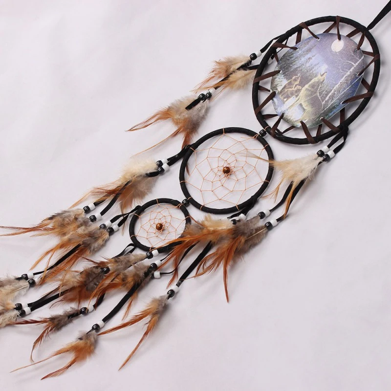 Fashion Dream Catcher with Eagle Feath/er Pendant, 3 Iron Ring, Indoor Pendant Gift, Wedding Decoration, Big Dreamca