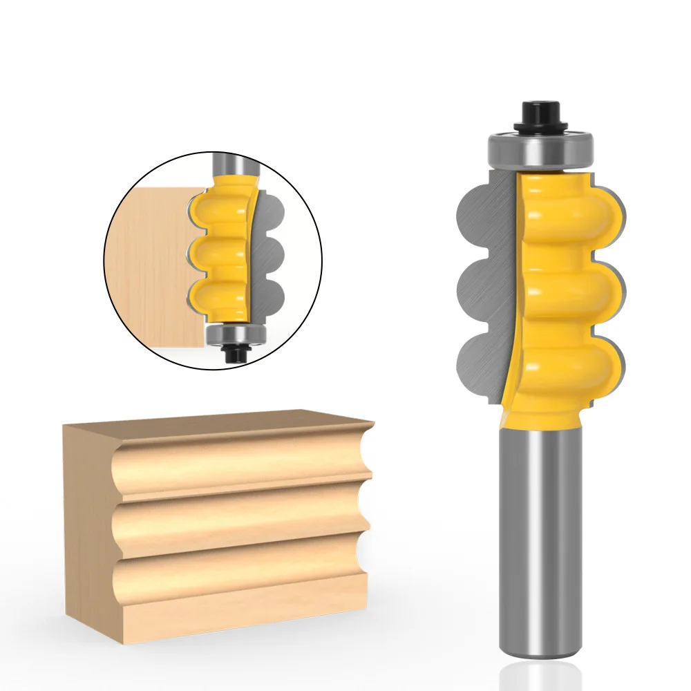 

1PC 1/2" 12.7MM 12MM Shank Milling Cutter Wood Carving Triple Bead Column Molding Router Bit Tenon Cutter Woodworking Milling