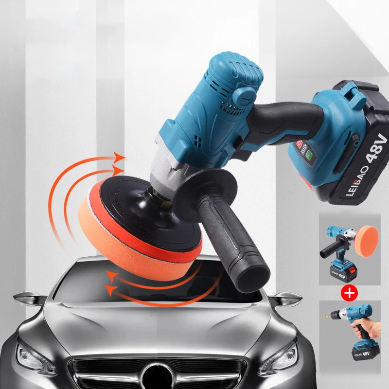 2 in1 48V Polisher Car Polishing Machine Cordless Battery Polishing Tool Sander Buffing Waxing Machine