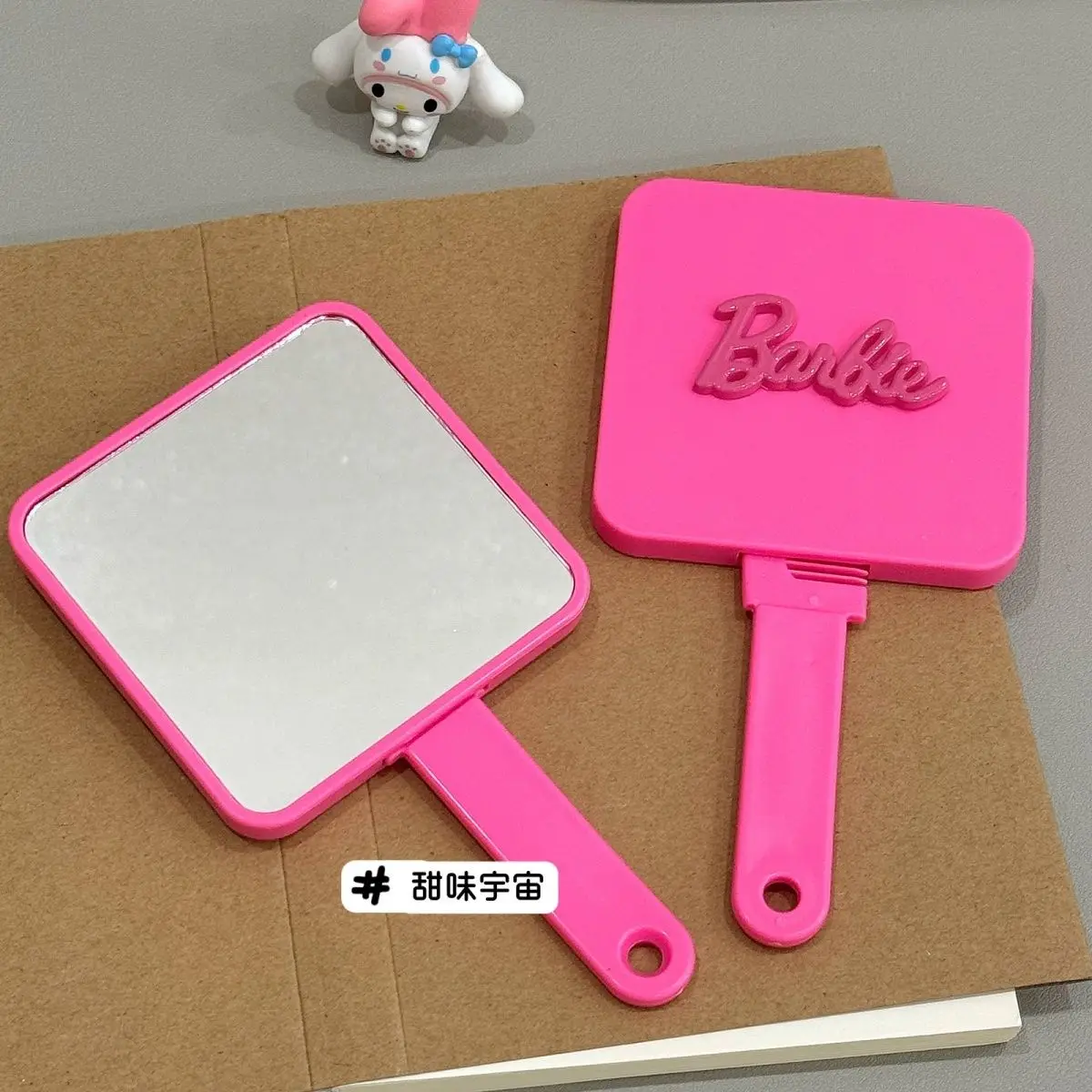 New Barbie Handle Mirror Comb Portable Makeup Tool Cosmetic Mirror Girl Kawaii Cartoon Student Daily Necessities Birthday Gift