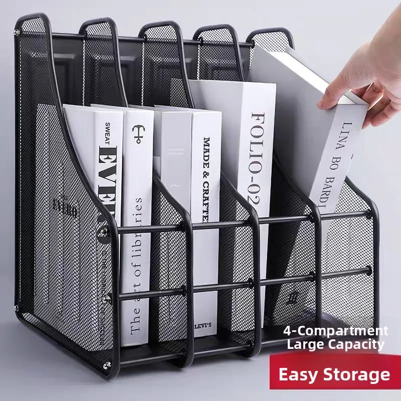 metal-mesh-document-holder-desk-organizer-three-layer-four-layer-file-stationery-cabinet-office-desktop-storage-rack
