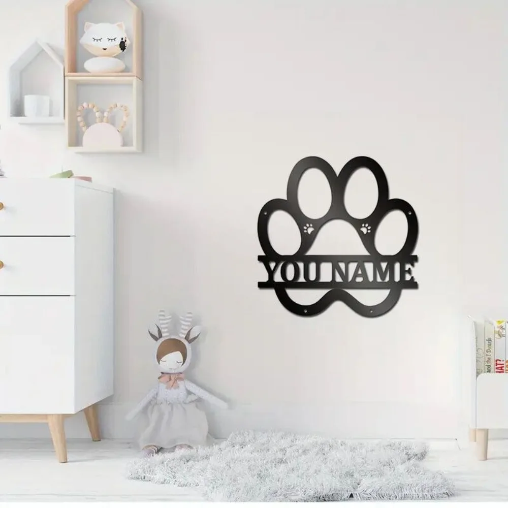 

1pc Customized Personalized Dog Name Sign Wall Decoration Dog Paw Metal Adornment for Pet Lovers Perfect Gift for Dog Owners