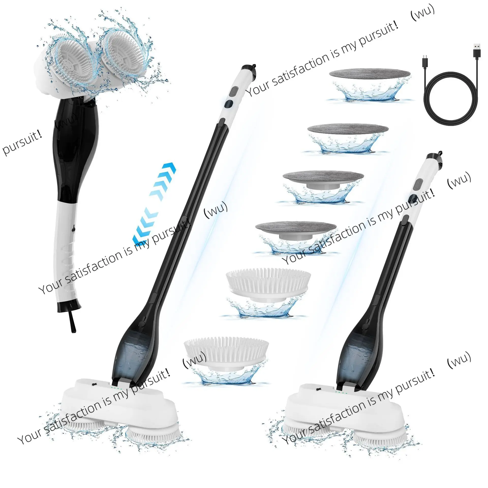 

Electric hand-held cleaning kitchen double brush disc cleaning brush multi-function spray cleaning mop