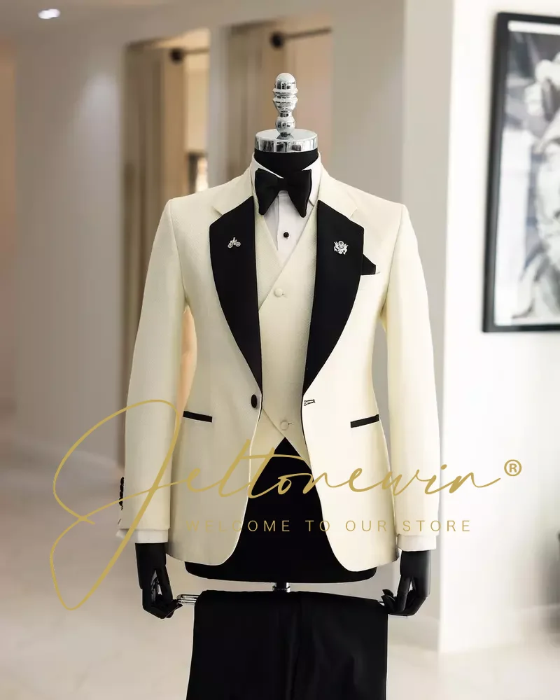 Wedding Suits For Men Elegant Blazers Set Formal 3 Pieces Full Classic Jackets Vest Pants Coats Luxury Business 2024 Costume