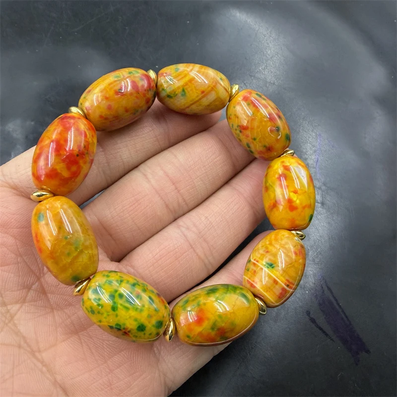 

New colorful agate tube bead bracelet, vintage ethnic style, fashionable and versatile