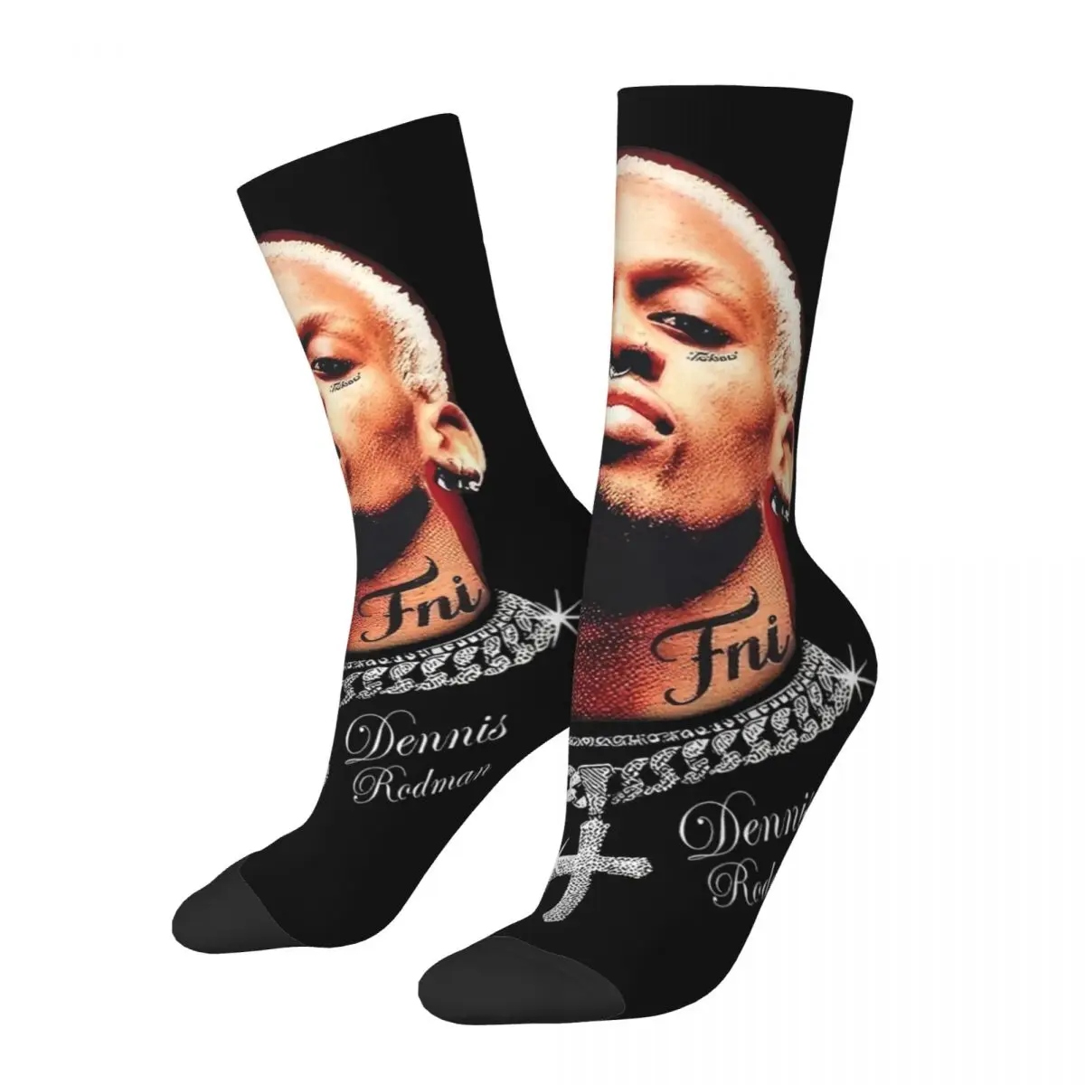 Hip-hop Dennis Rodman Style Face Basketball Socks Polyester Crew Socks for Women Men Breathable