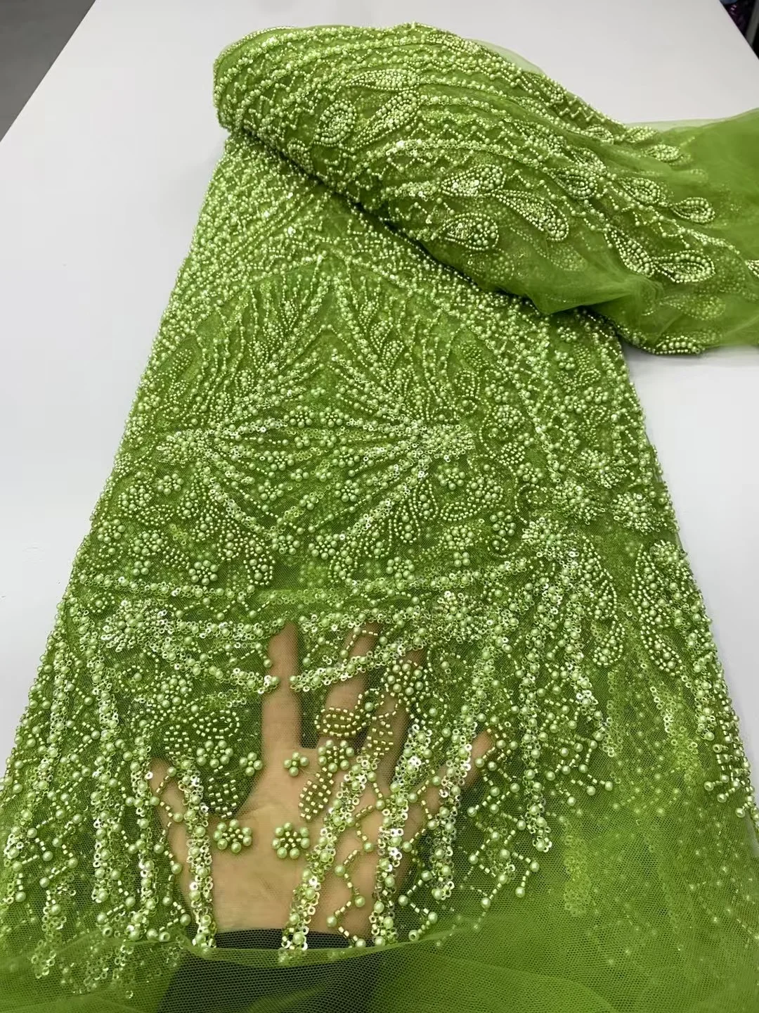 New Arrival Design African Sequins Beaded Lace Fabric Luxury French Mesh Lace Fabric 2025 Gold Party Dress For Fabrics Sewing