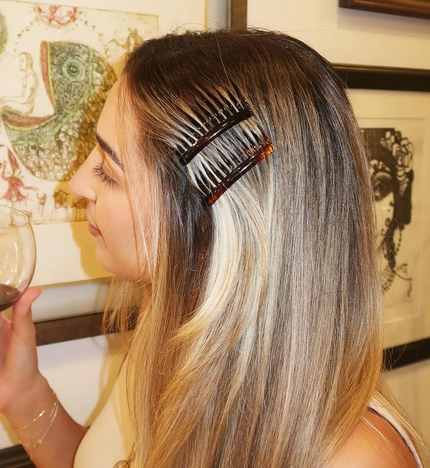 6 Stück französische Haarseitenkämme für Frauen, feines dünnes Haar, dekorative Haarkämme für Frauen und Mädchen, Braut, Hochzeit, Schleier, Haarspange, Kämme – Detail 4