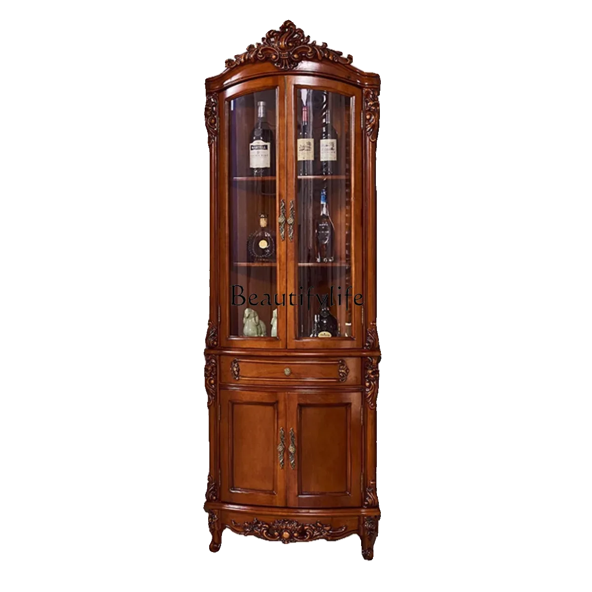 

FG17European all-solid wood triangular wine cabinet living room wall triangular locker