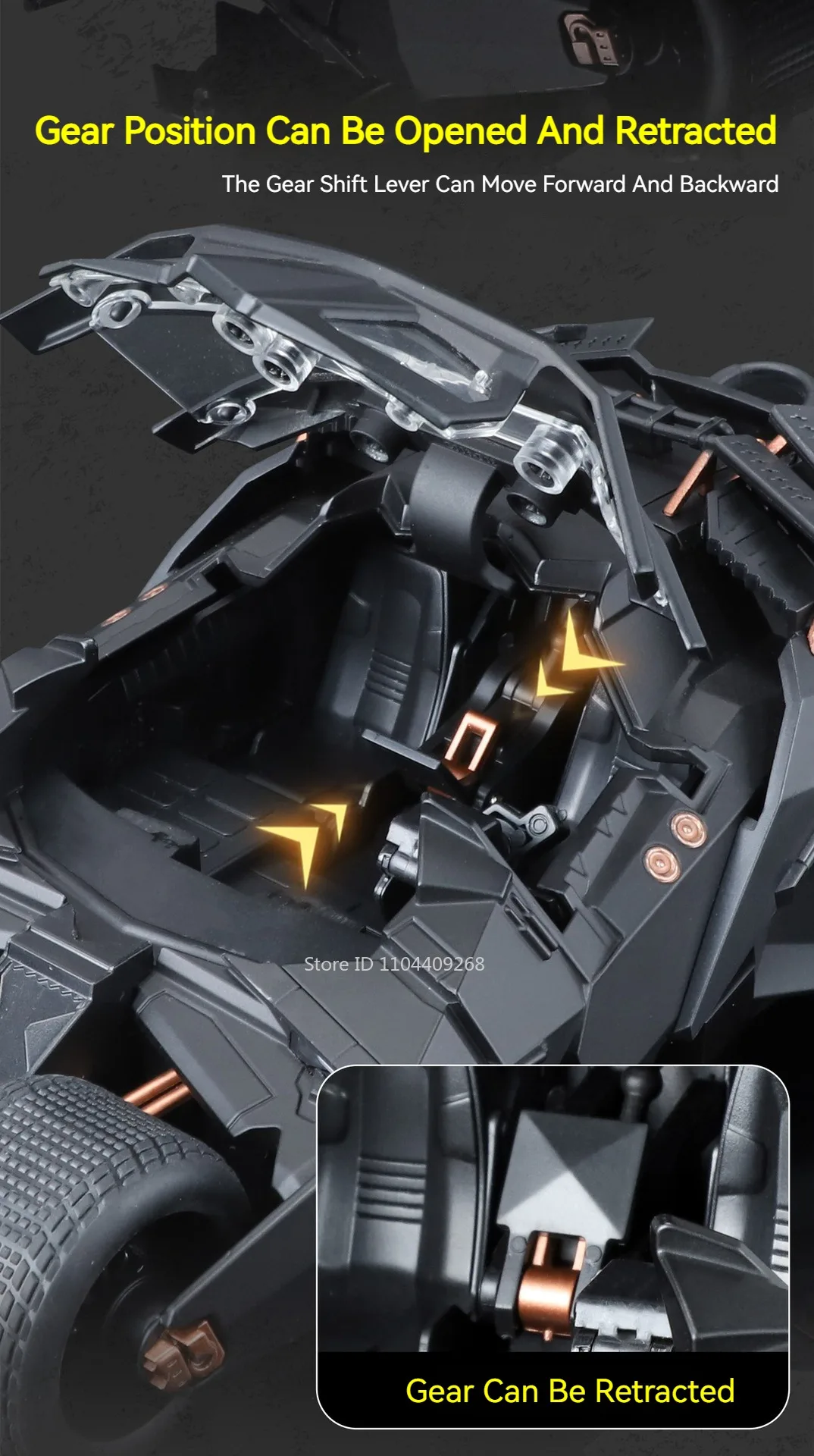 1:24 Batmobil Bolide Auto Modell Spielzeug Türen Geöffnet Stoßdämpfung Spray Sportwagen Modelle Sound Licht Spielzeug Geschenke für Jungen – Detail 7