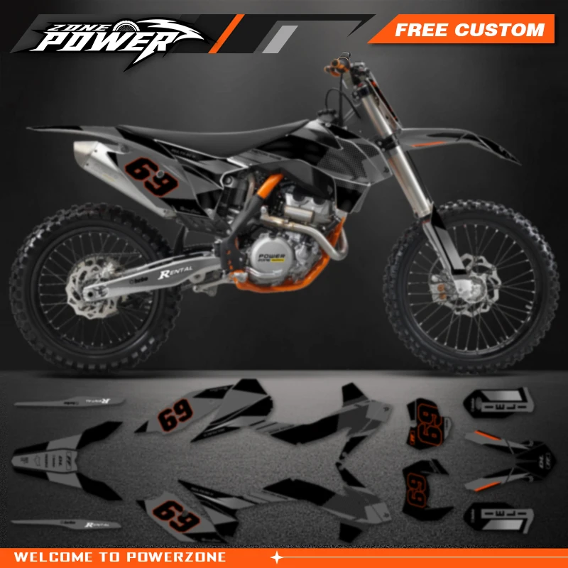 Powerzone Custom Team Decals Stickers Kits for KTM 125 200 250 300 350 450 500 EXC XCW 2014-2016 SX SXF 2013-2015 57