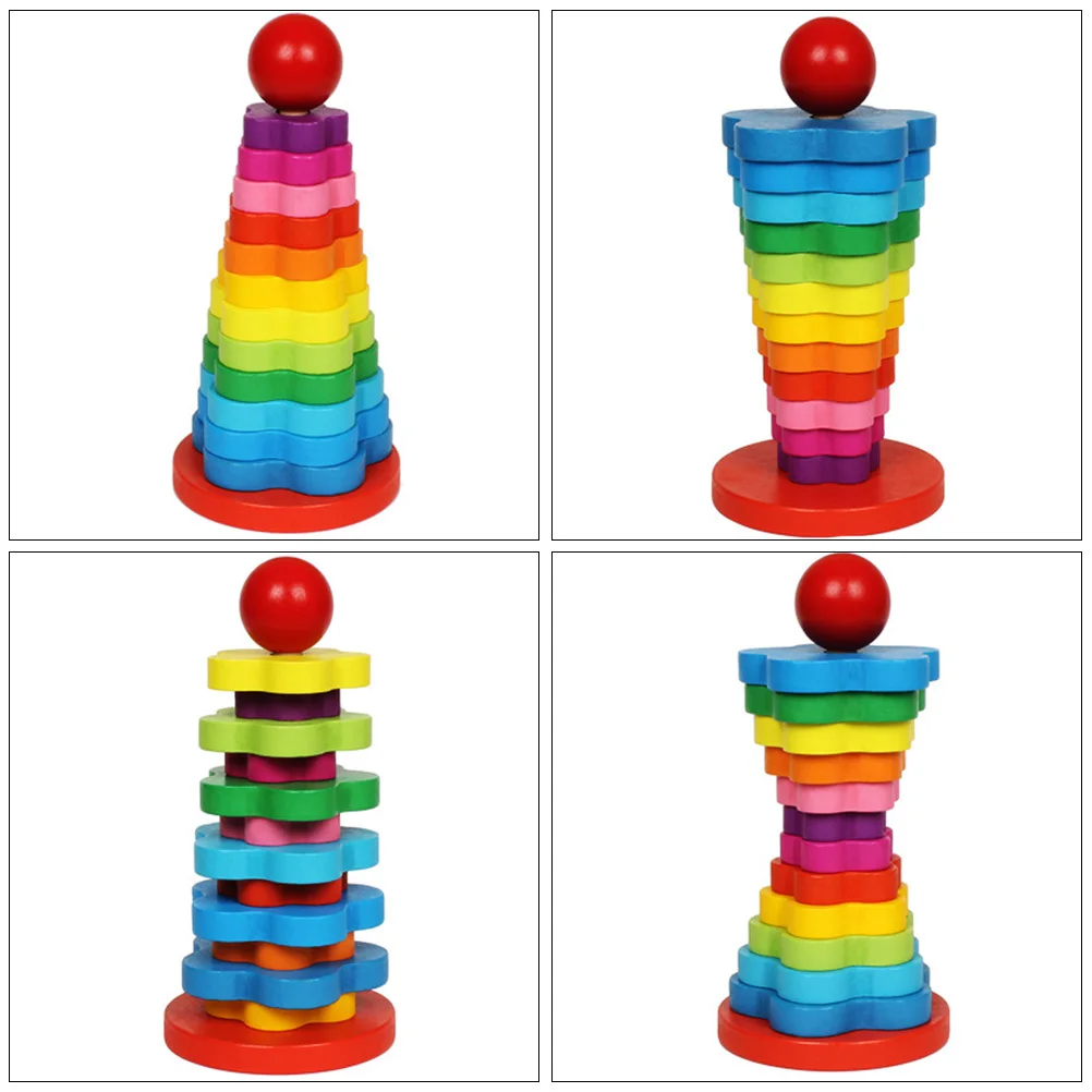 Vaguelly Gioco impilabile Set di giocattoli Blocchi di legno Colonna Set da gioco educativo per bambini