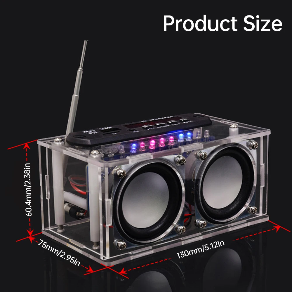 DIY Bluetooth-Compatible Speaker Kit with FM Radio 87.5-108MHZ DIY Solder Project Practice Electronic Kit Solder U Disk TF