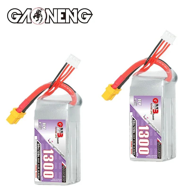 GAONENG GNB 3S 1300mAh 11.4V HV 60C/120C bateria LiPo z wtyczką XT60 dla helikopter RC Quadcopter FPV części zamienne do dronów wyścigowych