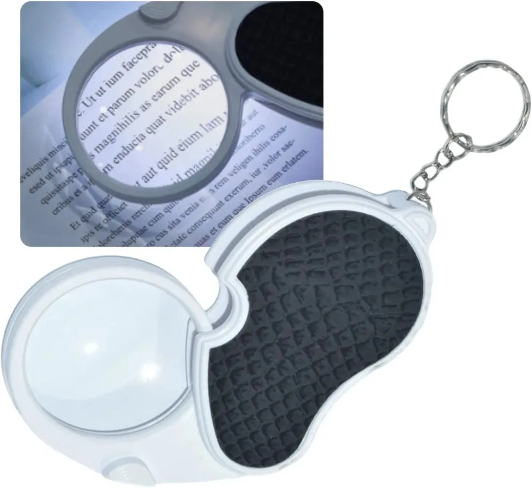 Folding magnifying glass 8x 20x double lens with lighting folding hand-held lighting magnifying glass reading hobby travel