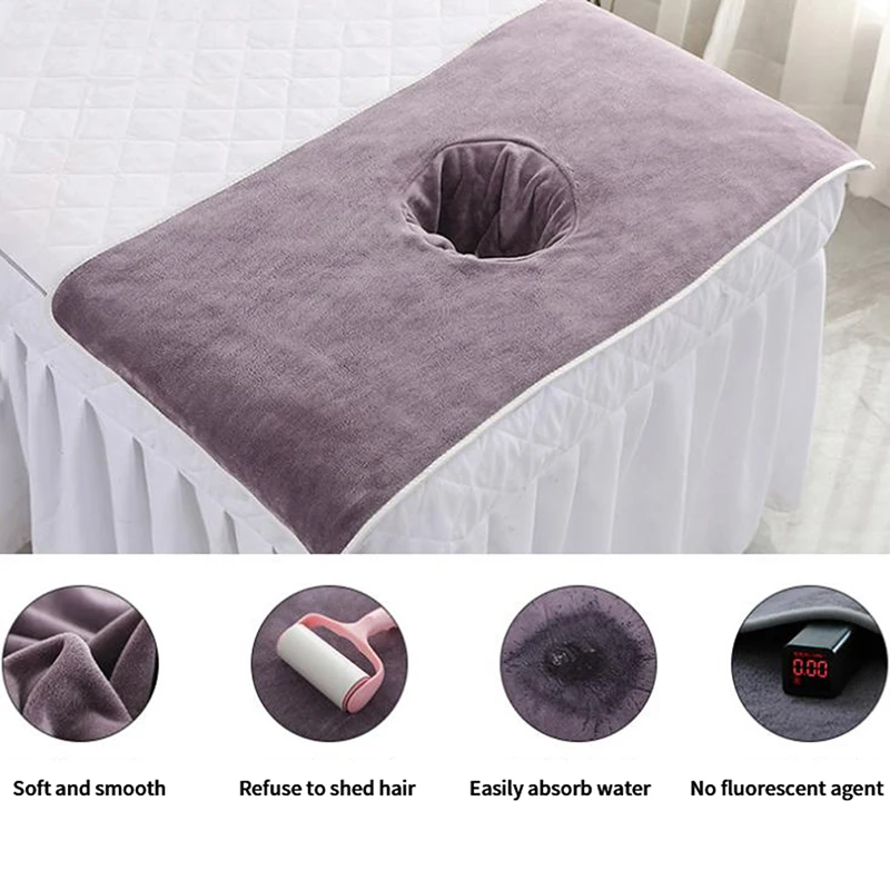 High Quality 40*80cm Thickened Beauty  SPA Massage Table Planking Face Towel with Hole Bed Bandana
