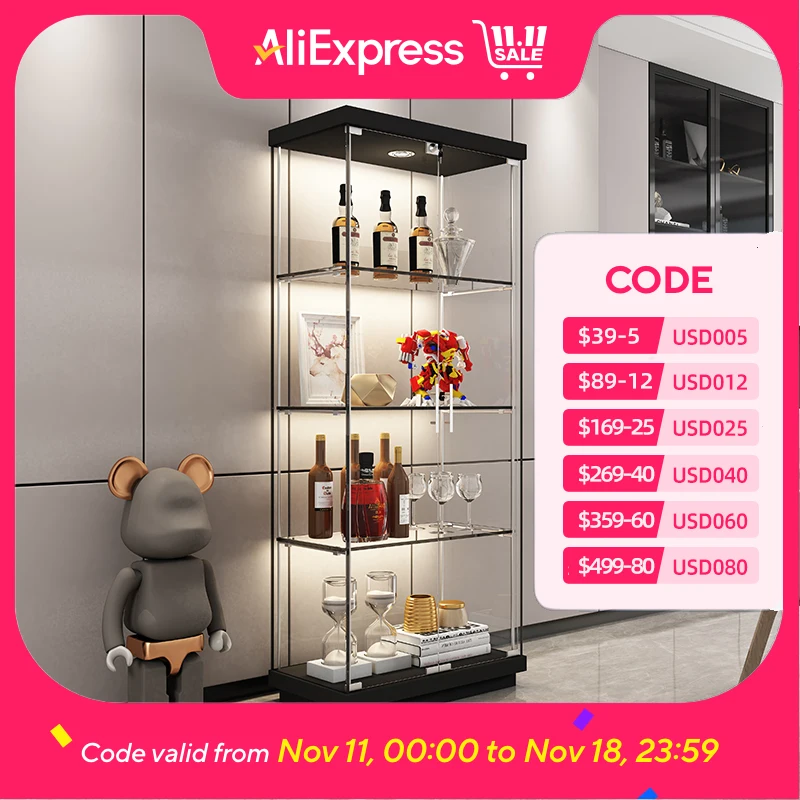 

Transparent Display Cabinet Luxury Organizers Apartments Living Room Cabinets Storage Glass Szafki Do Salonu Furniture Home
