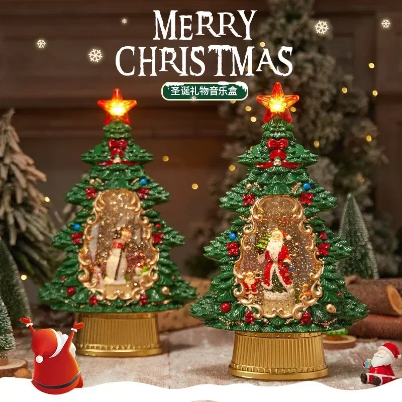 Snowing Crystal Ball Night Light with Vintage Christmas Wind Lamp
