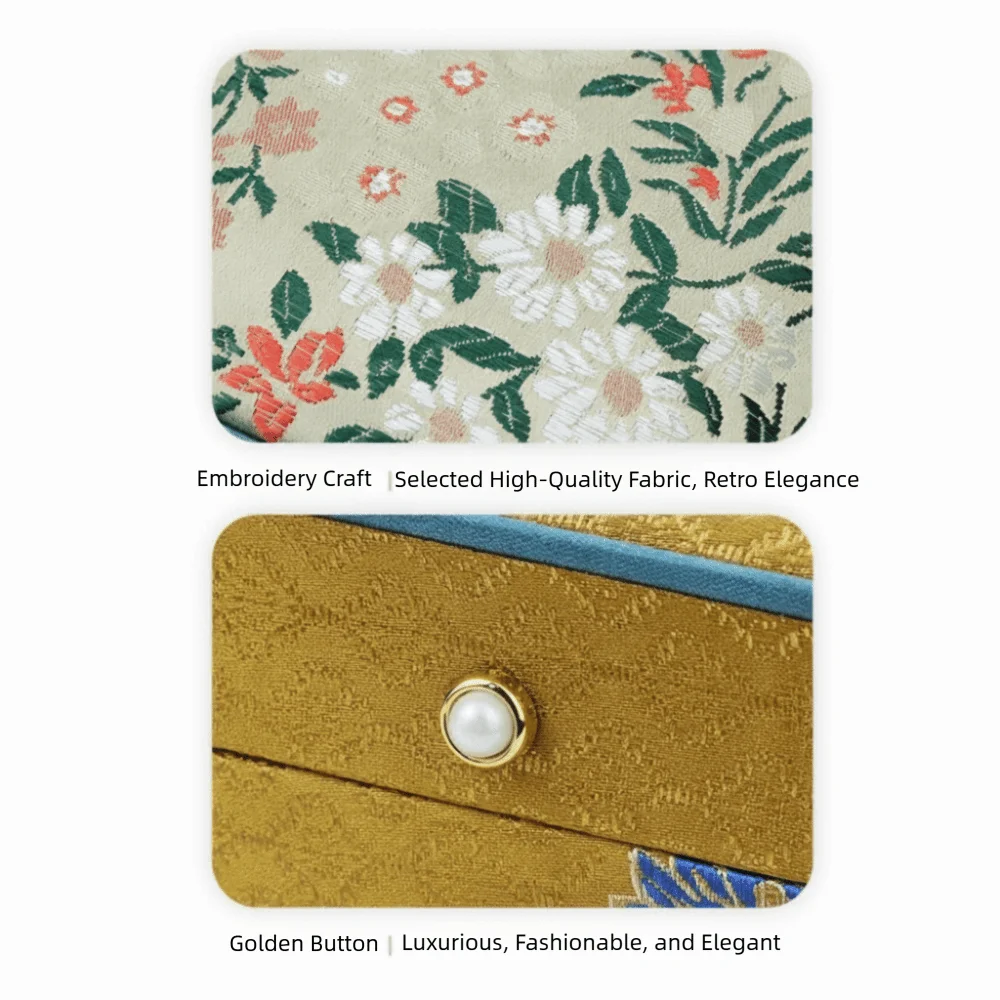 Premium Brocade Fabric Brocade Jewelry Box Exquisite Embroidery Exquisite Jewelry Box Jewelry Storage Organizer For Women
