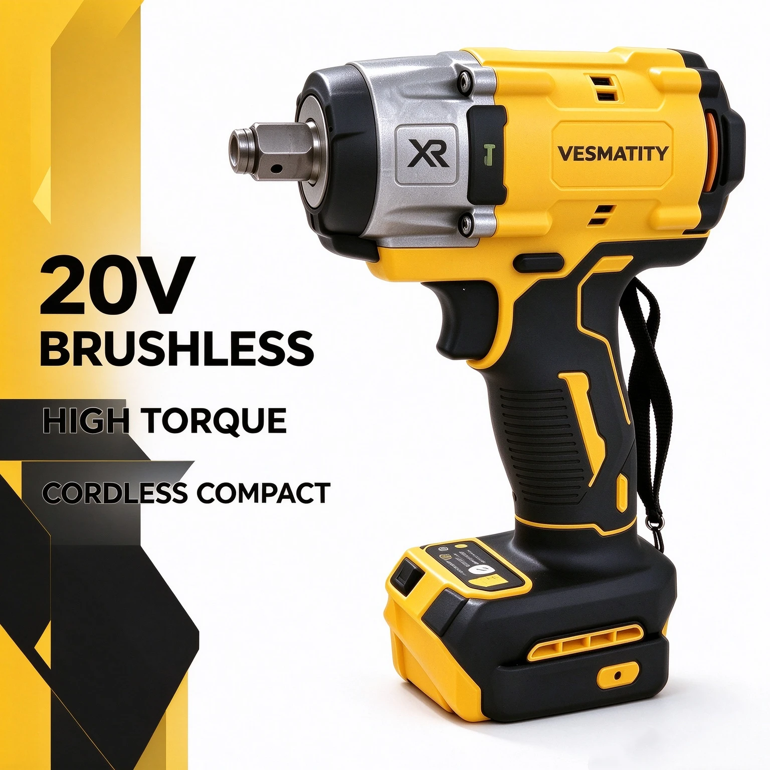 DDBS001 20V Brushless Cordless Impact Wrench High Torque Compact Power Tool For Truck Car Repair Tire Removal Assembly Work
