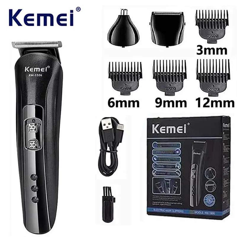 Kemei-充電式3 in 1電動シェーバー,フェイシャルシェーバー,USB充電,鼻,プロのシェービングマシン,KM-1506