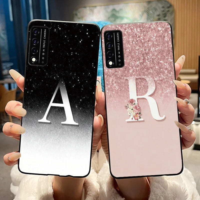 Funda negra para TCL T-Mobile REVVL 6 Pro 5G/T-Mobile T Phone Pro 5G, funda negra antiarañazos con diseño de flores y letras de cristal