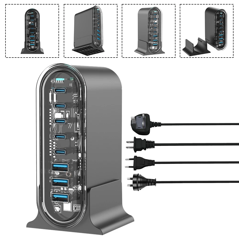 

IC Technology For Organized Charging 268W USB C Charger Fast USB C Charging Station Built-in Cable Management Efficient Charging