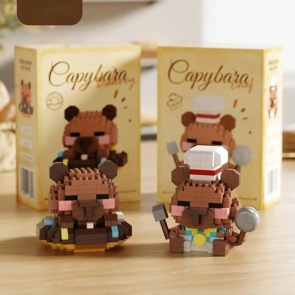 Mini Capibara Bouwsteen Hond Styling Cartoon Design Puzzel Bouwstenen Plastic Schattige Dieren Micro Capibara Beeldjes