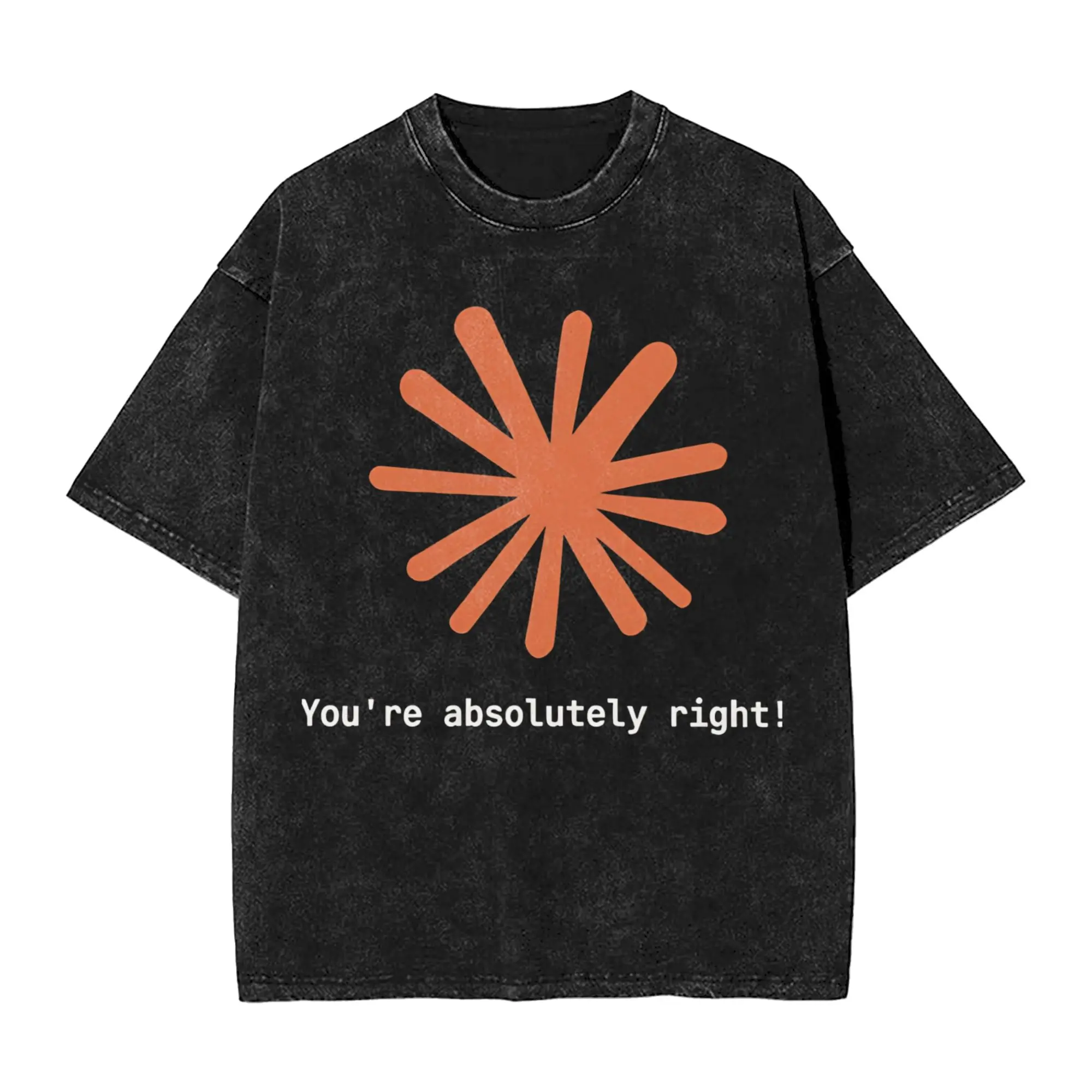 Harajuku Washed Shirts Claude Code You're Absolutely Right  Outfit Fashion T Shirt Oversize  Streetwear 100% Cotton Graphic Tees