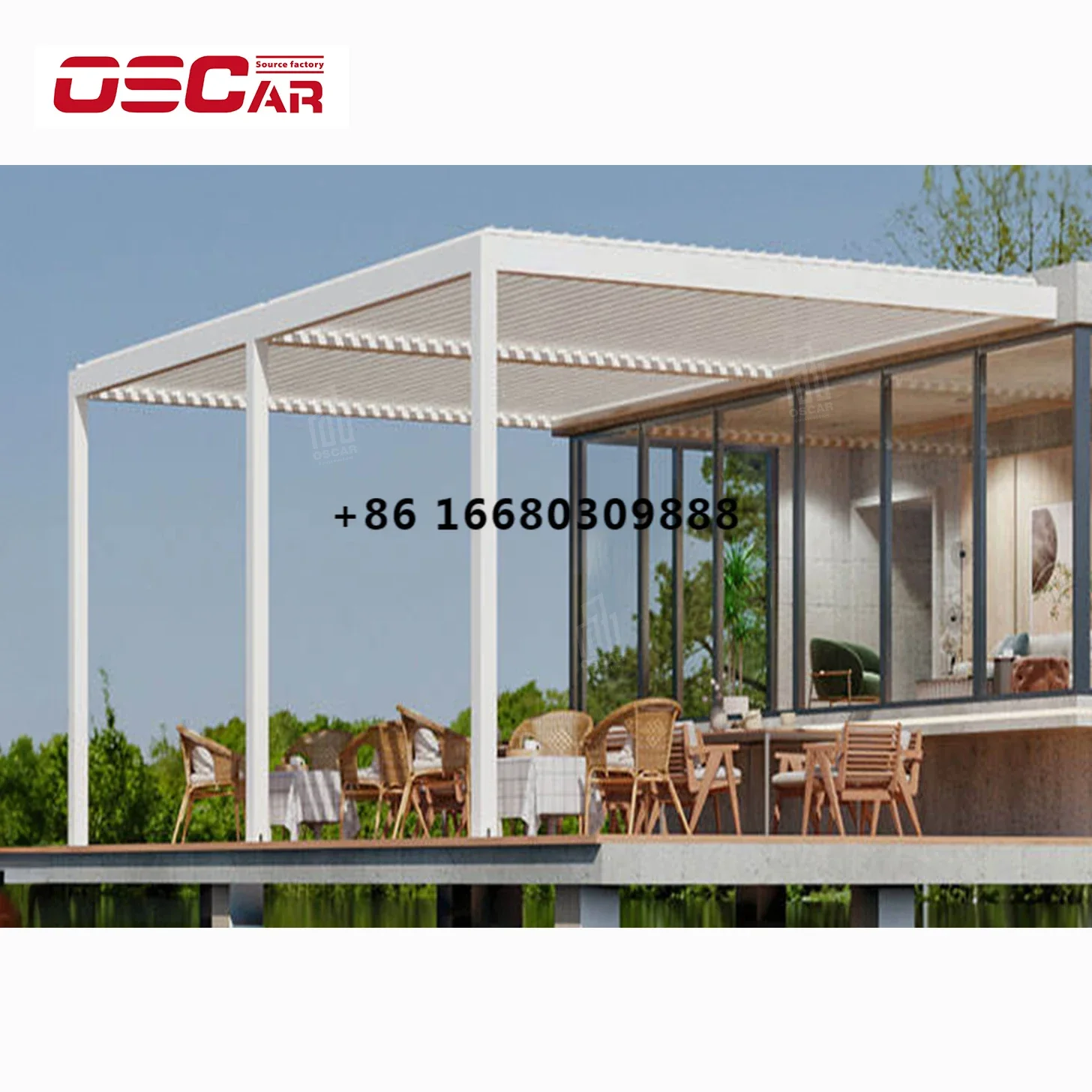 Aluminum motorized carport gazebo bioclimatic garden car parking pergola Luxury Backyard Waterproof