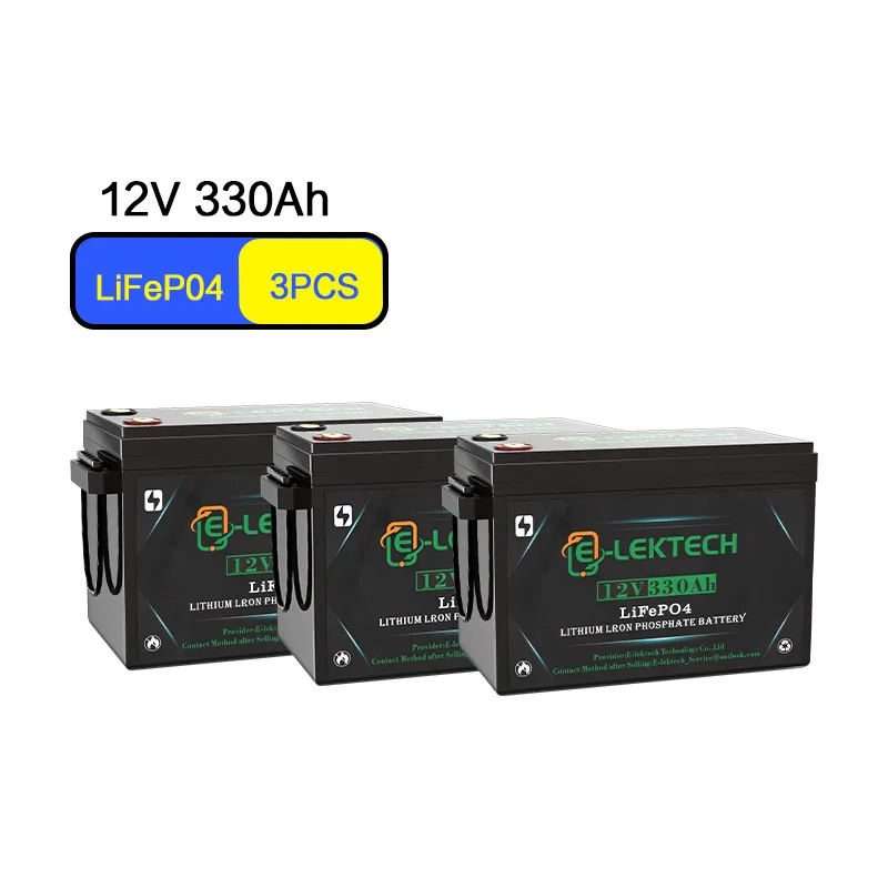E-LEKTECH 12V 330Ah LiFePO4 Lithium Iron Phosphate Battery Built-in BMS Deep Cycle Battery for RV Solar Yacht Off-Grid Energy Storage