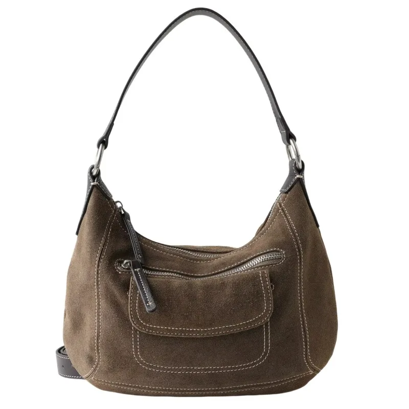Suede Vintage Saddle Bag New Fashion Women's Bag Genuine Leather Casual Cowhide Senior Shoulder Crossbody bag