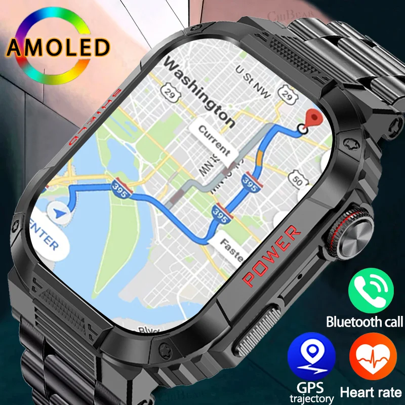 

New For Huawei Xiaomi Smart Watch Men GPS Trajectory 1.96" Screen 420mAh Heart Rate Sport Waterproof Bluetooth Call Smartwatch