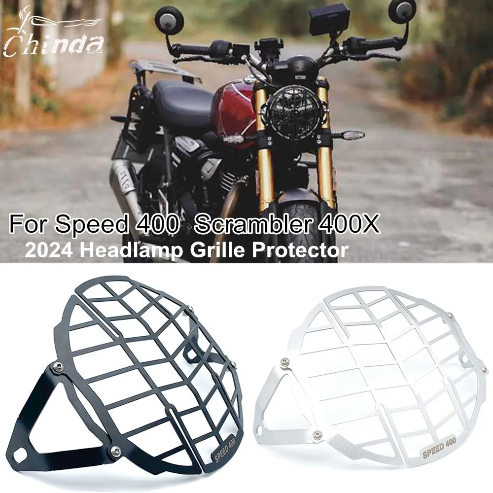 Motocycle Accessories For Triumph Speed 400 Scrambler 400 X Scrambler 400X 2024 Headlight Guard Head Light Grill Cover Protector