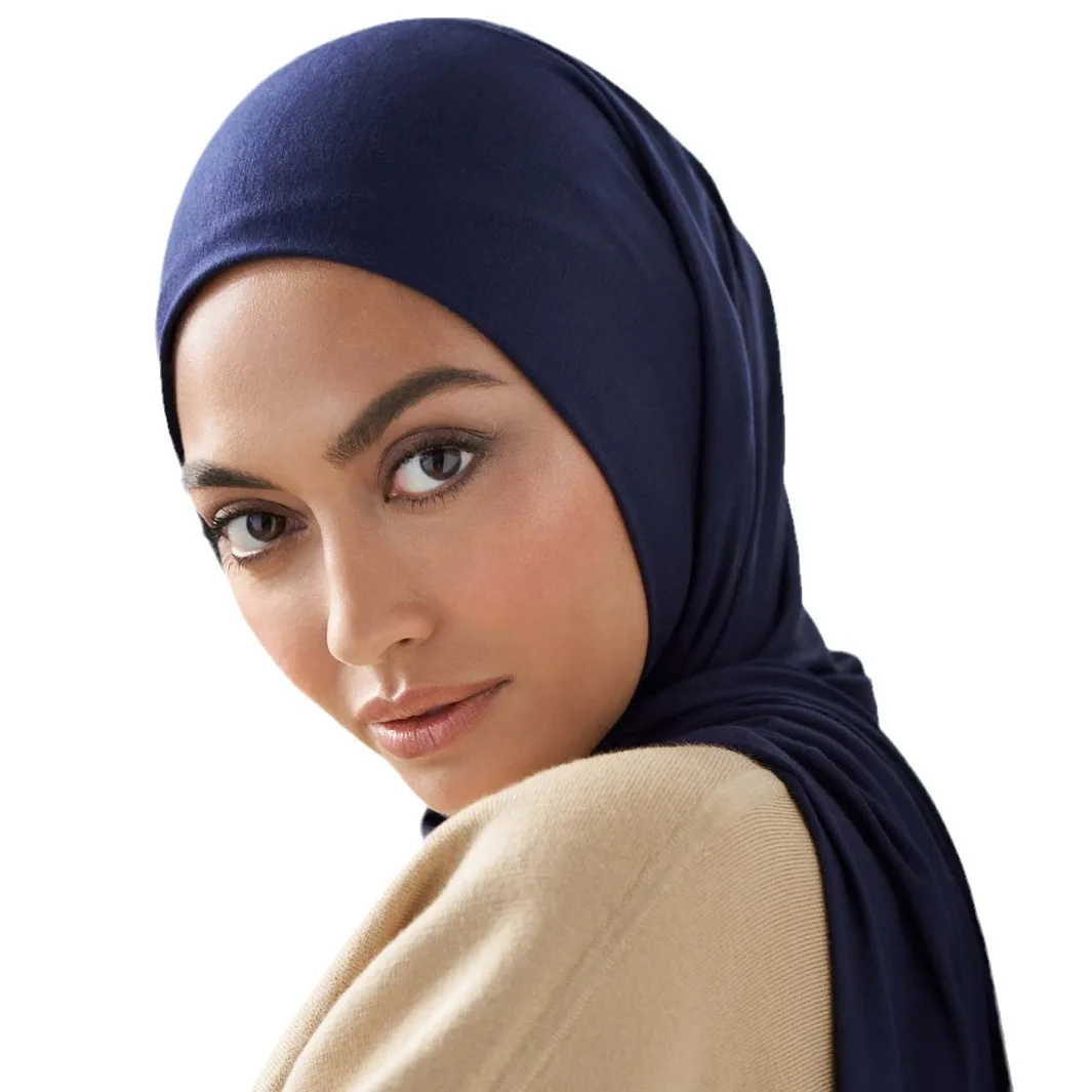 

Deep Blue Muslim Hijab Scarf Women Long Solid Color Head Wrap For Women Hijabs Scarves Ladies Muslim Veil Jersey Hijabs 170*60cm