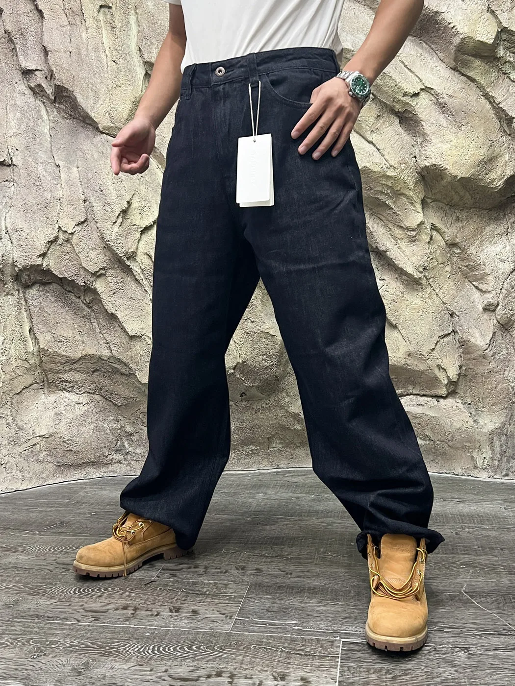 Spring Autumn Cotton Knit Loose Fit Straight Leg Jeans Casual Straight Pants Youth Fashionable Loose Clothing Cotton Blend