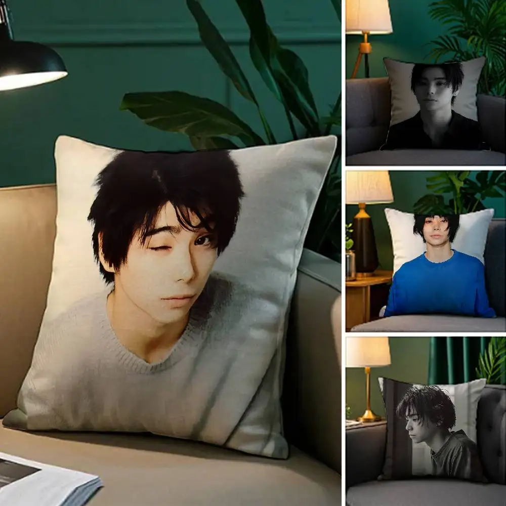 Actor N-Nijiro M-MurakamiS Pillow Case Anti-dustmite Pillowcase Invisible zipper silky short plush Sofa cushion cover