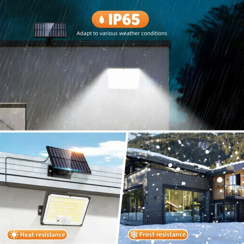 127LED Split Solar Wall Light Warm White, PIR Motion Sensor 3 Lighting Modes Waterproof Lamp for Garden Garage Decoration